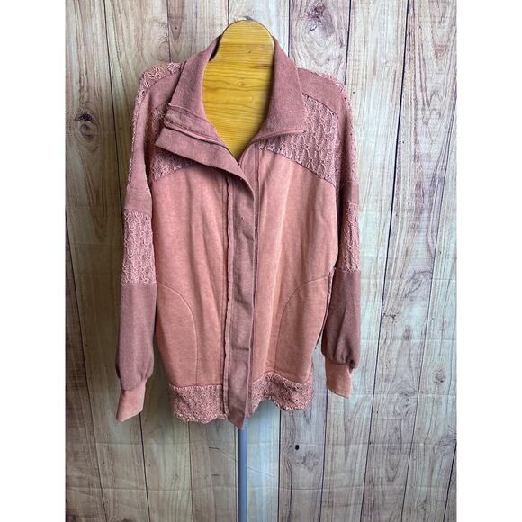 Gimmicks Buckle Lace Full Zip Cardigan Sweatshirt Mineral Wash Orange Size S - Picture 6 of 10